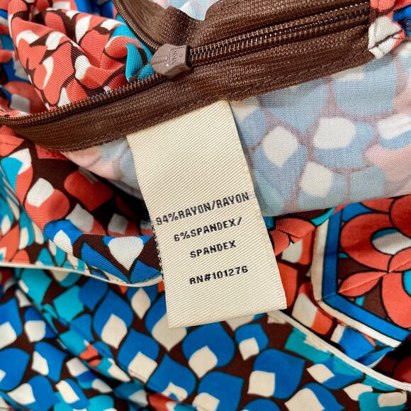 eci New York Floral V-neck Top 3/4 Sleeves Keyhole Back Stretch Y2K Blouse Med - Picture 8 of 10